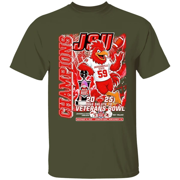 jsu-jacksonville-state-gamecocks-2025-salute-to-veterans-bowl-champions-mascot-shirt-militarygreen