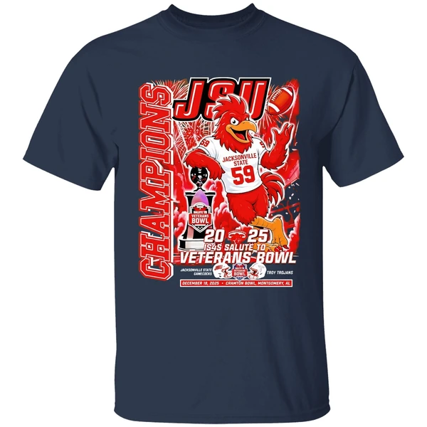 jsu-jacksonville-state-gamecocks-2025-salute-to-veterans-bowl-champions-mascot-shirt-navy