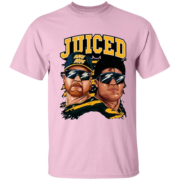 juiced bash brothers mark mcgwire and jose canseco oakland athletics shirt lightpink