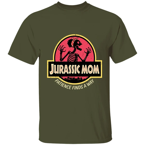 jurassic mom patience finds a way shirt militarygreen