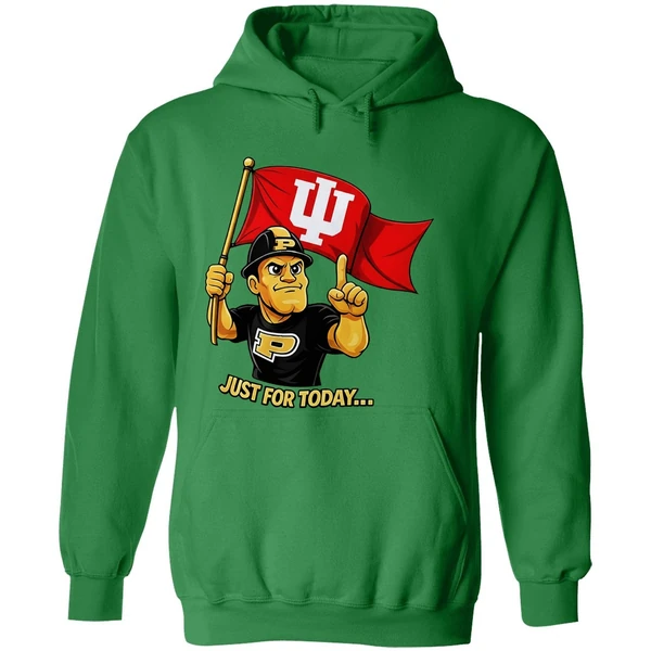 Just For Today Purdue Pete With Flag Indiana Hoosier Hoodie - Image 2