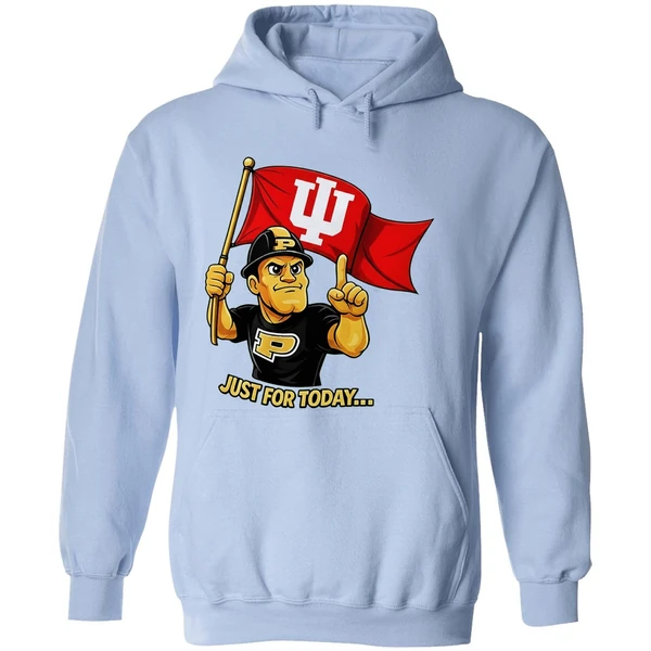 Just For Today Purdue Pete With Flag Indiana Hoosier Hoodie - Image 4