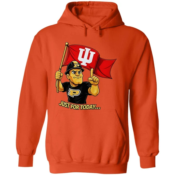 Just For Today Purdue Pete With Flag Indiana Hoosier Hoodie - Image 6