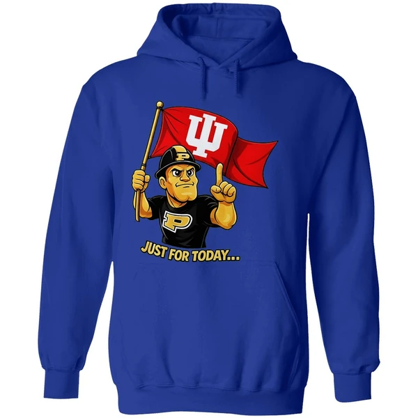 Just For Today Purdue Pete With Flag Indiana Hoosier Hoodie - Image 7