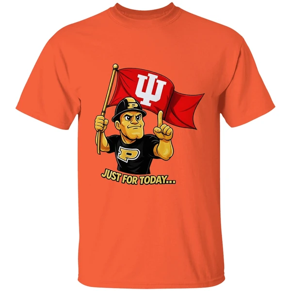 just for today purdue pete with flag indiana hoosier shirt orange