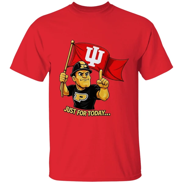 just for today purdue pete with flag indiana hoosier shirt red