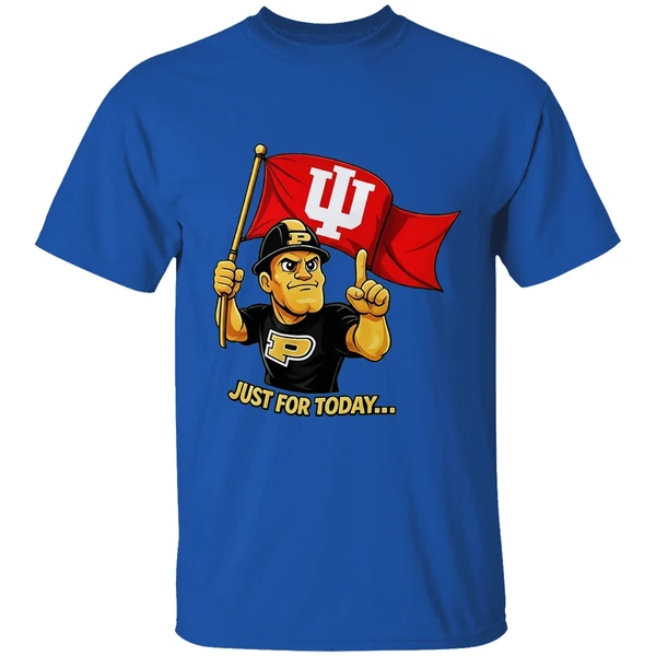 Just For Today Purdue Pete With Flag Indiana Hoosier Shirt - Image 5