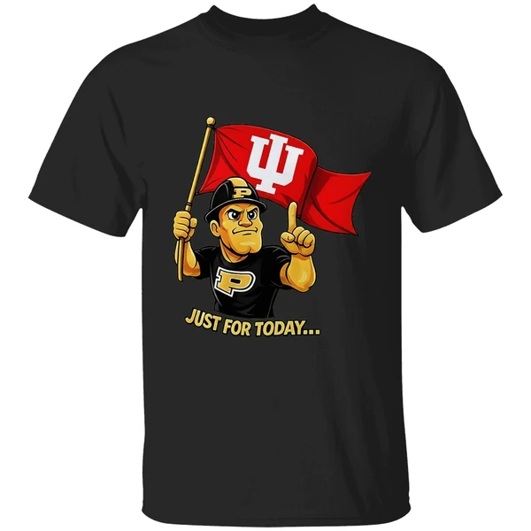 Just For Today Purdue Pete With Flag Indiana Hoosier Shirt - Image 7