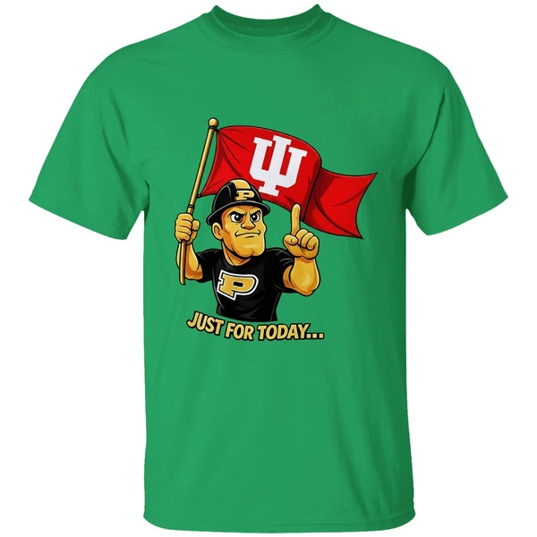 Just For Today Purdue Pete With Flag Indiana Hoosier Shirt - Image 8