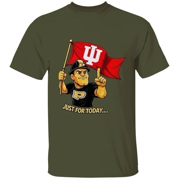 Just For Today Purdue Pete With Flag Indiana Hoosier Shirt - Image 9