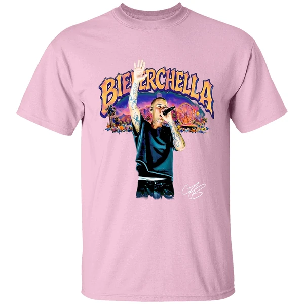 justin bieber bieberchella tour signature shirt lightpink