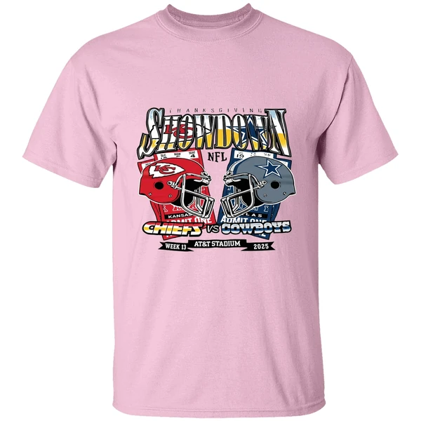 Kansas City Chiefs Dallas Cowboy Thanksgiving Showdown 2025 Helmet Shirt - Image 2