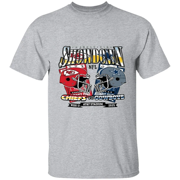 Kansas City Chiefs Dallas Cowboy Thanksgiving Showdown 2025 Helmet Shirt