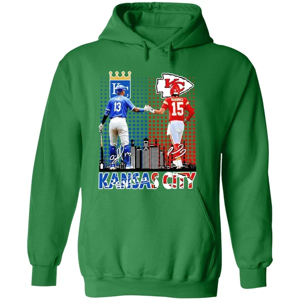 Kansas City Royals Kansas City Chiefs Skyline Hoodie - Image 2