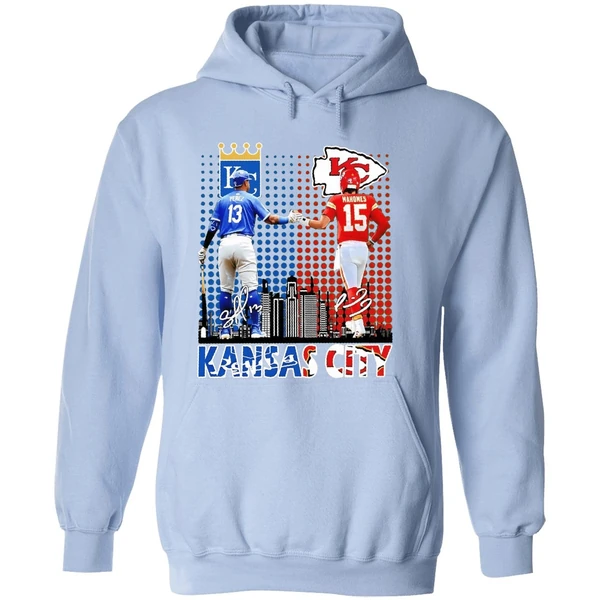 Kansas City Royals Kansas City Chiefs Skyline Hoodie - Image 4