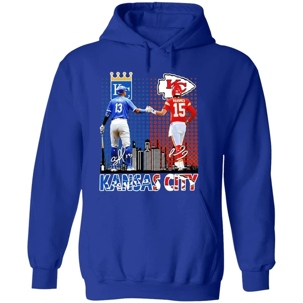 Kansas City Royals Kansas City Chiefs Skyline Hoodie - Image 7