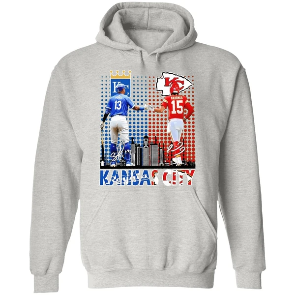 Kansas City Royals Kansas City Chiefs Skyline Hoodie - Image 9