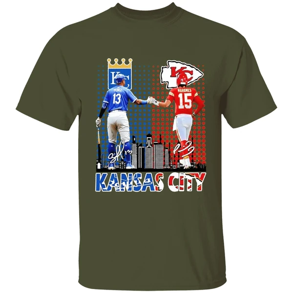 kansas city royals kansas city chiefs skyline shirt militarygreen
