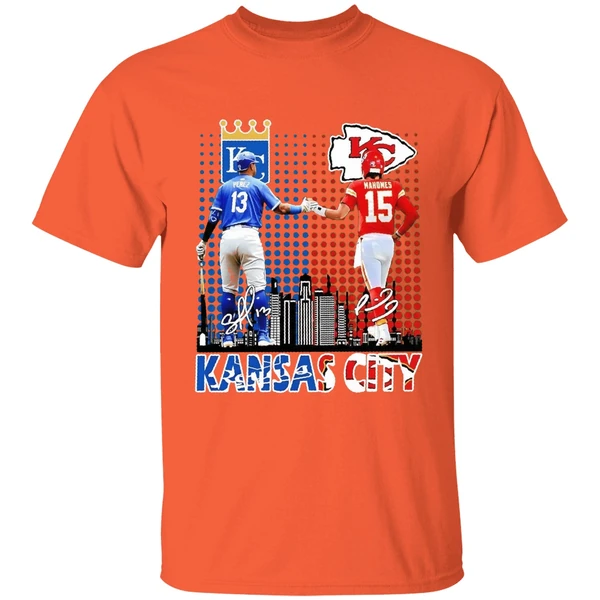 kansas city royals kansas city chiefs skyline shirt orange