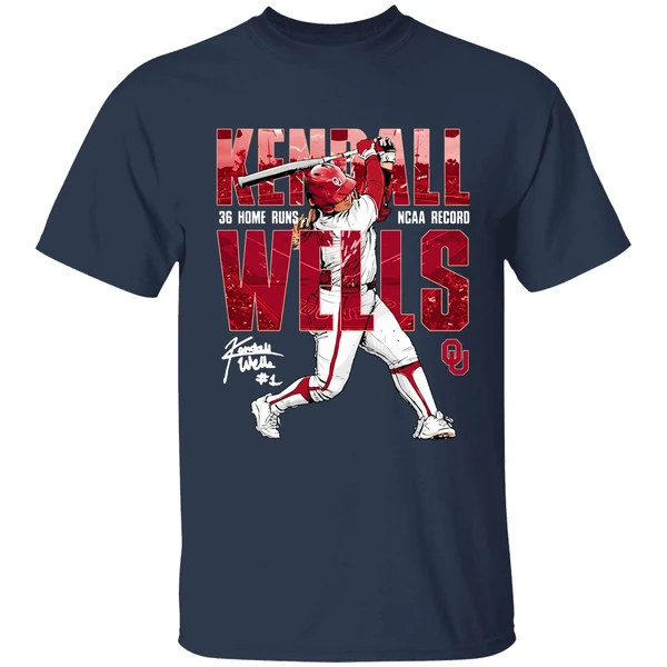 Kendall Wells Oklahoma Sooners Softball 36 Home Runs Signature Shirt - Image 5