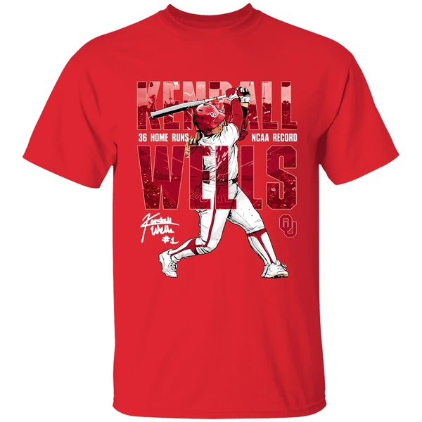 Kendall Wells Oklahoma Sooners Softball 36 Home Runs Signature Shirt - Image 7
