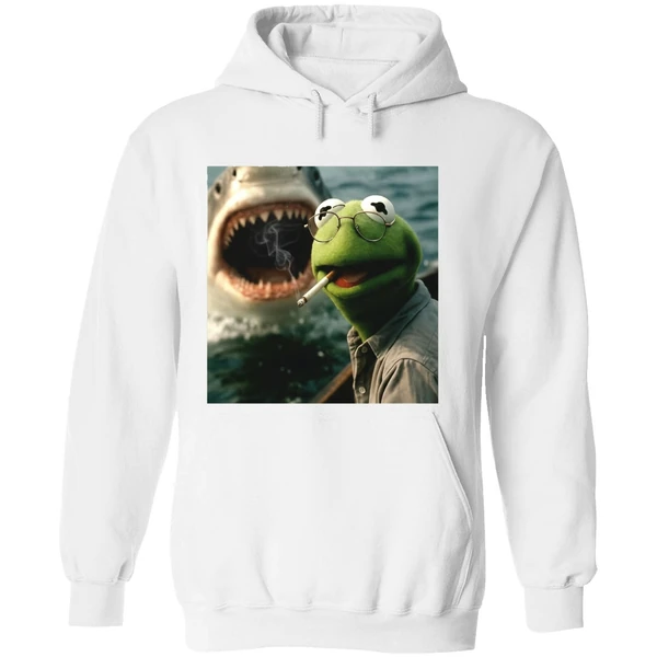 Kermit The Frog Smoking Jaws Muppet Meme Hoodie - Image 8