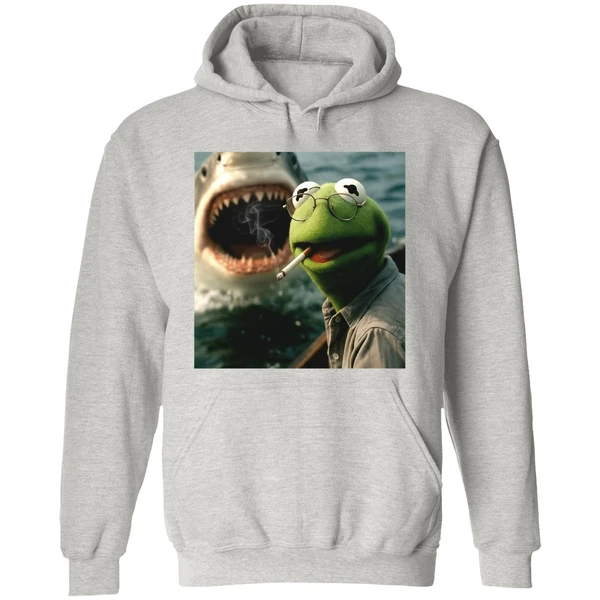 Kermit The Frog Smoking Jaws Muppet Meme Hoodie - Image 9