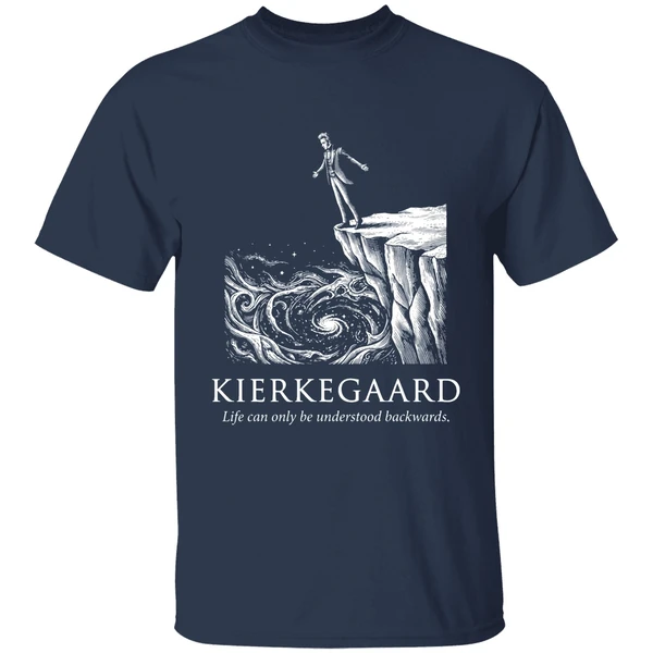 kierkegaard life can only be understood backwards shirt navy