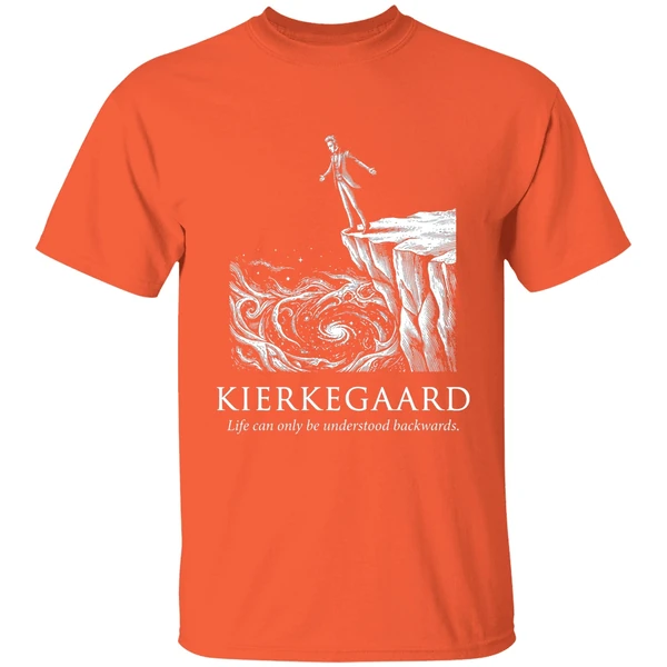 kierkegaard life can only be understood backwards shirt orange