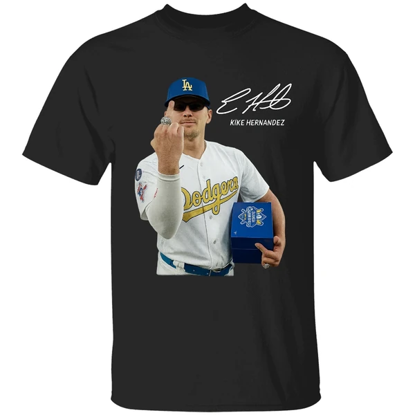 Kike Hernandez Dodgers Middle Finger Signature Shirt - Image 8