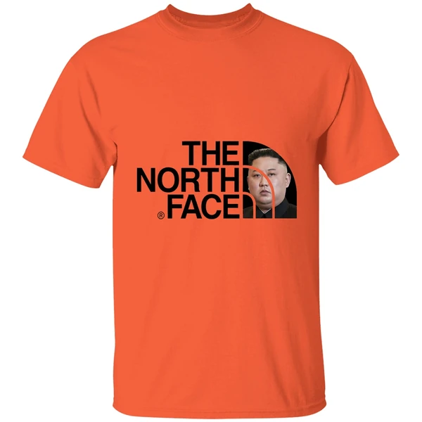 kim jong un the north face logo shirt orange