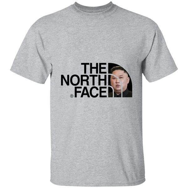 kim jong un the north face logo shirt sportgrey
