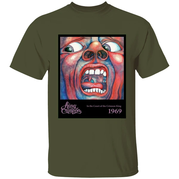 king crimson 1969 in the court of the crimson king shirt militarygreen