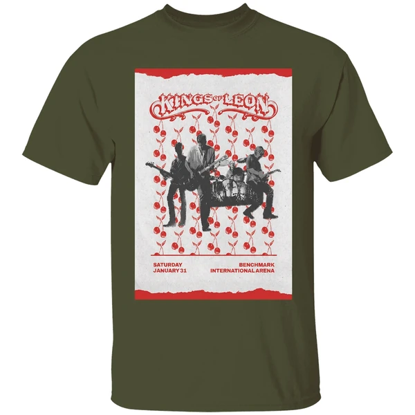 kings of leon event tampa fl on jan 31 2026 poster shirt militarygreen