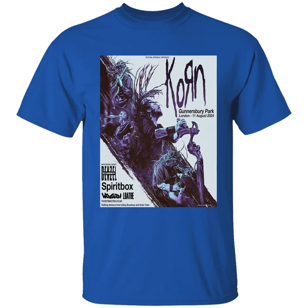 korn in gunnersbury park london on 11 august 2024 line up shirt royalblue