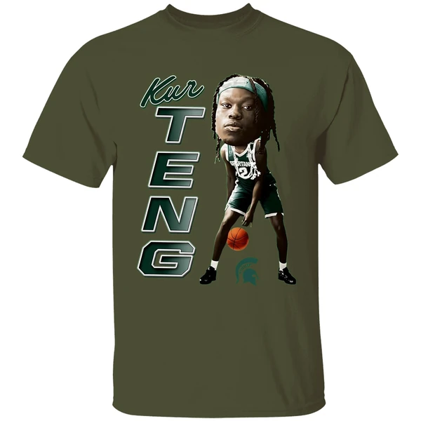 kur teng michigan state spartans ncaa caricature shirt militarygreen