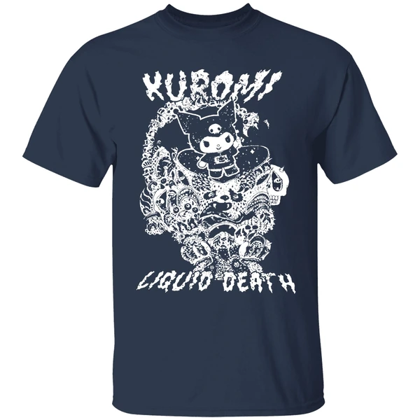 kuromi liquid death tonal logo shirt navy