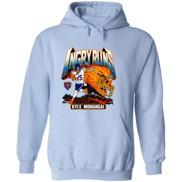Kyle Monangai Angry Runs Skull Fire Chicago Bears Hoodie - Image 4