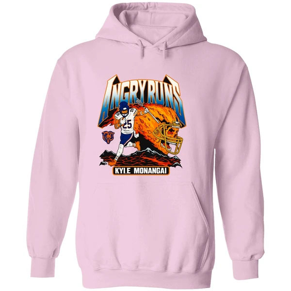 Kyle Monangai Angry Runs Skull Fire Chicago Bears Hoodie - Image 5