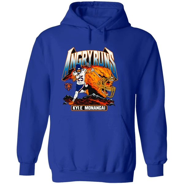 Kyle Monangai Angry Runs Skull Fire Chicago Bears Hoodie - Image 7