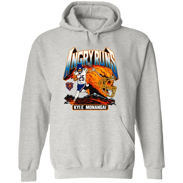 Kyle Monangai Angry Runs Skull Fire Chicago Bears Hoodie - Image 9