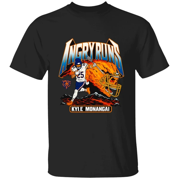 Kyle Monangai Angry Runs Skull Fire Chicago Bears Shirt