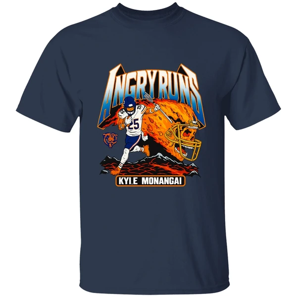 Kyle Monangai Angry Runs Skull Fire Chicago Bears Shirt - Image 5