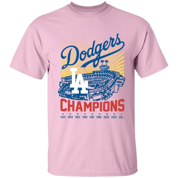 La Baseball World Series Champion 1955 1959 1963 1965 1981 1988 2020 2024 2025 Shirt - Image 2