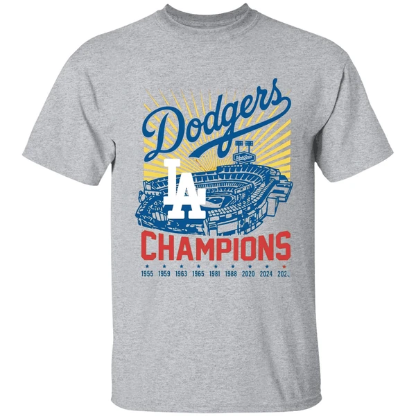 La Baseball World Series Champion 1955 1959 1963 1965 1981 1988 2020 2024 2025 Shirt - Image 6