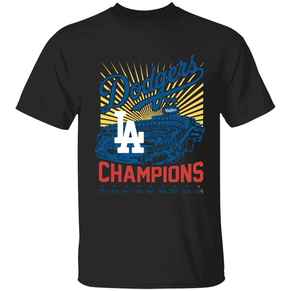 La Baseball World Series Champion 1955 1959 1963 1965 1981 1988 2020 2024 2025 Shirt - Image 7