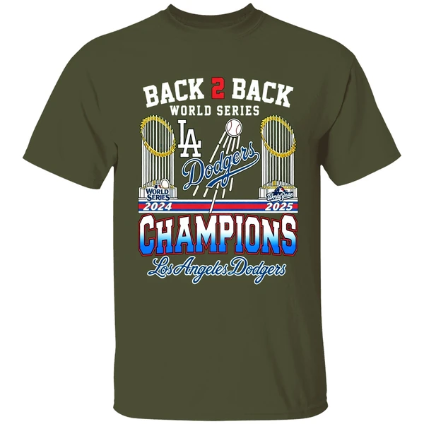 La Dodgers Back To Back 2024 2025 World Series Champions Trophy Shirt - Image 3
