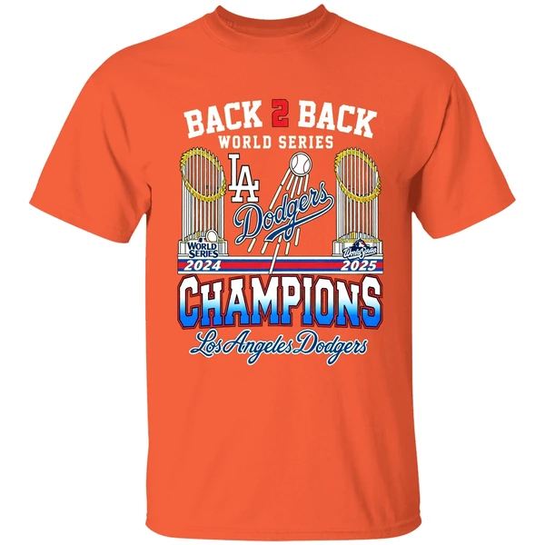 La Dodgers Back To Back 2024 2025 World Series Champions Trophy Shirt - Image 5