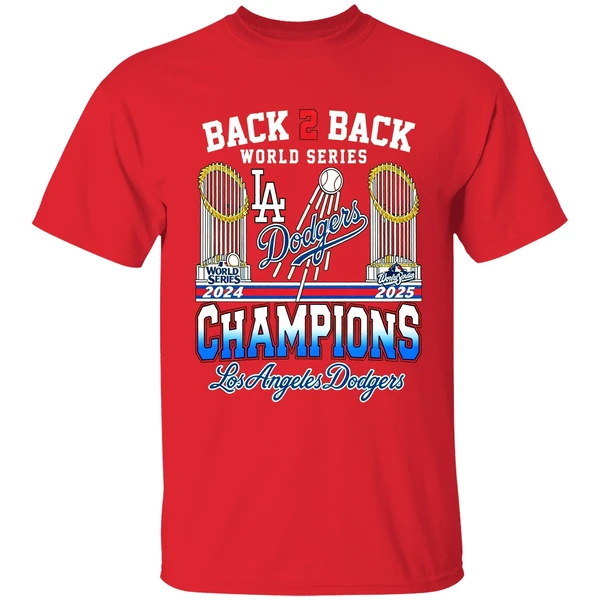 La Dodgers Back To Back 2024 2025 World Series Champions Trophy Shirt - Image 6