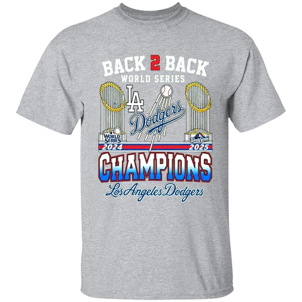 La Dodgers Back To Back 2024 2025 World Series Champions Trophy Shirt